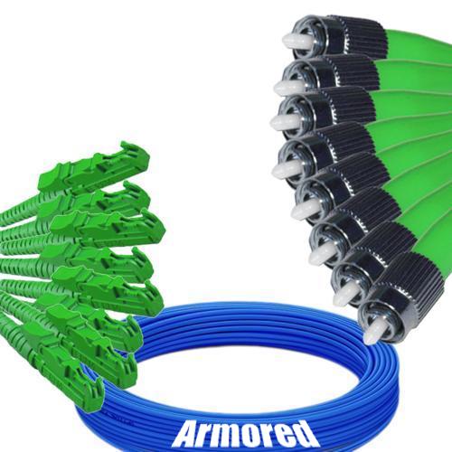 Indoor Armored 8 Fiber E2000/APC to FC/APC Patch Cord 9/125 Singlemode