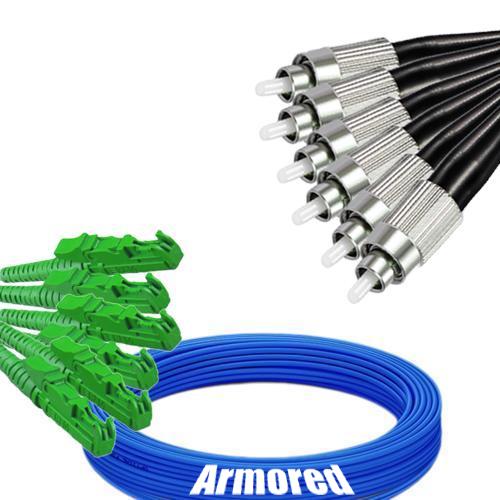 Indoor Armored 6 Fiber E2000/APC to FC/UPC Patch Cord 9/125 Singlemode