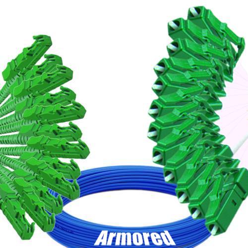Indoor Armored 12 Fiber E2000/APC to LC/APC Patch Cord 9/125 SM