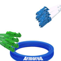 Indoor Armored 4 Fiber E2000/APC to LC/UPC Patch Cord 9/125 Singlemode