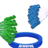 Indoor Armored 8 Fiber E2000/APC to LC/UPC Patch Cord 9/125 Singlemode