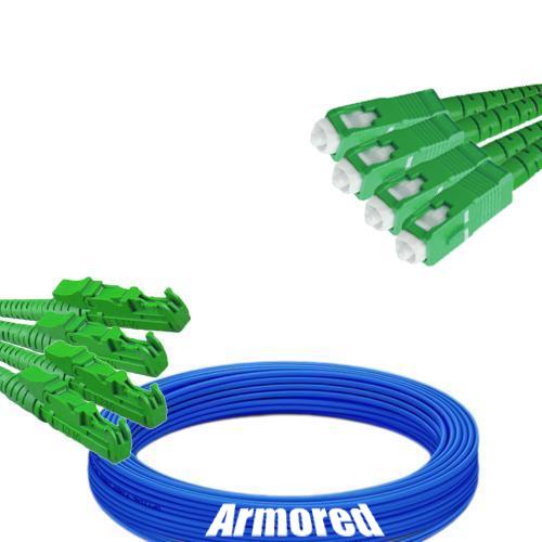 Indoor Armored 4 Fiber E2000/APC to SC/APC Patch Cord 9/125 Singlemode