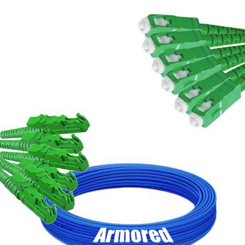 Indoor Armored 6 Fiber E2000/APC to SC/APC Patch Cord 9/125 Singlemode