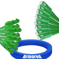 Indoor Armored 8 Fiber E2000/APC to SC/APC Patch Cord 9/125 Singlemode