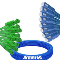 Indoor Armored 8 Fiber E2000/APC to SC/UPC Patch Cord 9/125 Singlemode