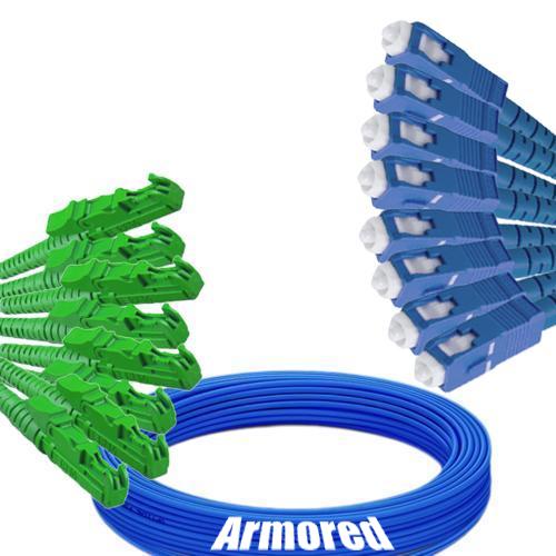 Indoor Armored 8 Fiber E2000/APC to SC/UPC Patch Cord 9/125 Singlemode