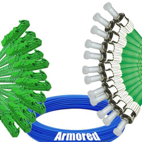 Indoor Armored 12 Fiber E2000/APC to ST/APC Patch Cord 9/125 SM