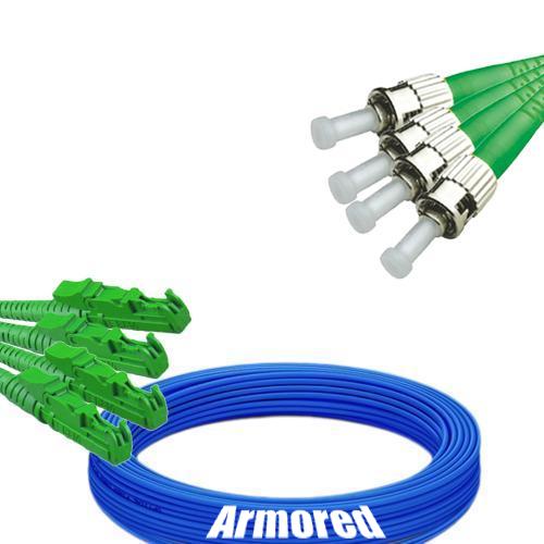 Indoor Armored 4 Fiber E2000/APC to ST/APC Patch Cord 9/125 Singlemode