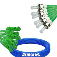 Indoor Armored 6 Fiber E2000/APC to ST/APC Patch Cord 9/125 Singlemode