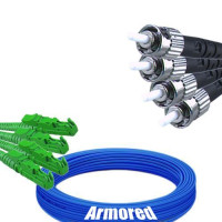 Indoor Armored 4 Fiber E2000/APC to ST/UPC Patch Cord 9/125 Singlemode