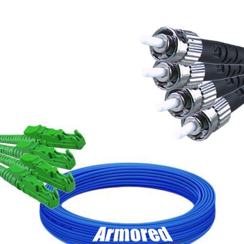 Indoor Armored 4 Fiber E2000/APC to ST/UPC Patch Cord 9/125 Singlemode