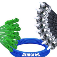 Indoor Armored 8 Fiber E2000/APC to ST/UPC Patch Cord 9/125 Singlemode