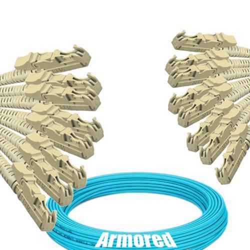Indoor Armored 8 Fiber E2000/UPC to E2000/UPC Patch Cord OM4 50/125 MM