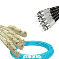 Indoor Armored 4 Fiber E2000/UPC to FC/UPC Patch Cord OM3 50/125 MM