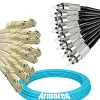 Indoor Armored 8 Fiber E2000/UPC to FC/UPC Patch Cord OM3 50/125 MM
