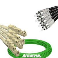 Indoor Armored 4 Fiber E2000/UPC to FC/UPC Patch Cord OM5 50/125 MM