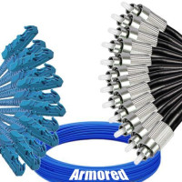Indoor Armored 12 Fiber E2000/UPC to FC/UPC Patch Cord 9/125 SM