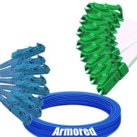 Indoor Armored 8 Fiber E2000/UPC to LC/APC Patch Cord 9/125 Singlemode
