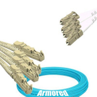 Indoor Armored 4 Fiber E2000/UPC to LC/UPC Patch Cord OM3 50/125 MM