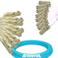 Indoor Armored 8 Fiber E2000/UPC to LC/UPC Patch Cord OM4 50/125 MM