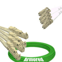 Indoor Armored 4 Fiber E2000/UPC to LC/UPC Patch Cord OM5 50/125 MM