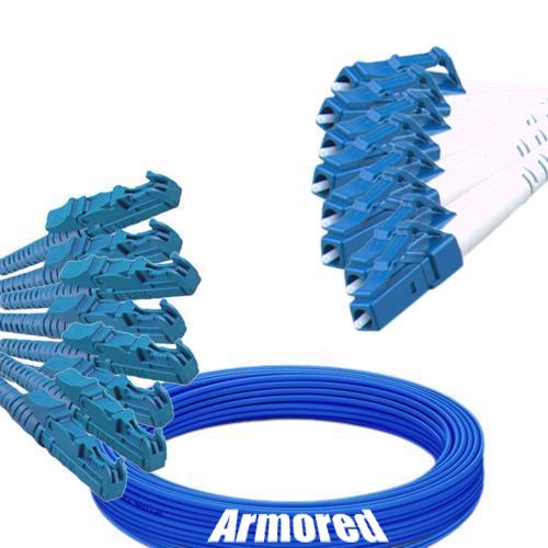 Indoor Armored 8 Fiber E2000/UPC to LC/UPC Patch Cord 9/125 Singlemode