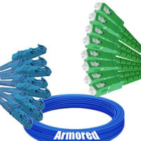 Indoor Armored 8 Fiber E2000/UPC to SC/APC Patch Cord 9/125 Singlemode