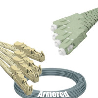 Indoor Armored 4 Fiber E2000/UPC to SC/UPC Patch Cord 50/125 Multimode