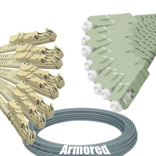 Indoor Armored 8 Fiber E2000/UPC to SC/UPC Patch Cord 50/125 Multimode
