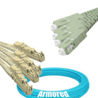 Indoor Armored 4 Fiber E2000/UPC to SC/UPC Patch Cord OM3 50/125 MM