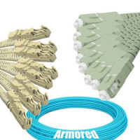 Indoor Armored 8 Fiber E2000/UPC to SC/UPC Patch Cord OM4 50/125 MM