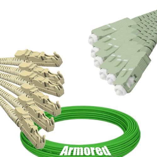 Indoor Armored 6 Fiber E2000/UPC to SC/UPC Patch Cord OM5 50/125 MM
