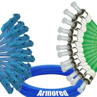 Indoor Armored 12 Fiber E2000/UPC to ST/APC Patch Cord 9/125 SM