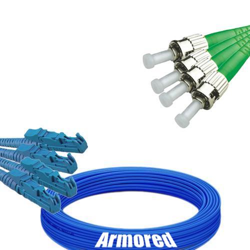 Indoor Armored 4 Fiber E2000/UPC to ST/APC Patch Cord 9/125 Singlemode
