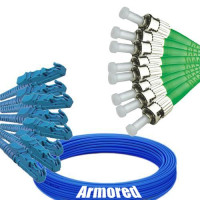 Indoor Armored 8 Fiber E2000/UPC to ST/APC Patch Cord 9/125 Singlemode