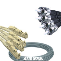 Indoor Armored 4 Fiber E2000/UPC to ST/UPC Patch Cord 62.5/125 MM