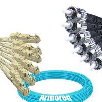 Indoor Armored 6 Fiber E2000/UPC to ST/UPC Patch Cord OM3 50/125 MM