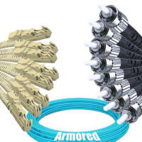 Indoor Armored 8 Fiber E2000/UPC to ST/UPC Patch Cord OM3 50/125 MM