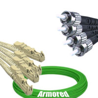 Indoor Armored 4 Fiber E2000/UPC to ST/UPC Patch Cord OM5 50/125 MM