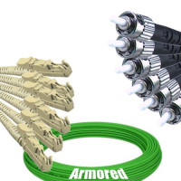 Indoor Armored 6 Fiber E2000/UPC to ST/UPC Patch Cord OM5 50/125 MM