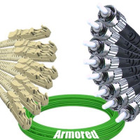 Indoor Armored 8 Fiber E2000/UPC to ST/UPC Patch Cord OM5 50/125 MM