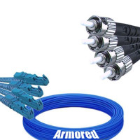 Indoor Armored 4 Fiber E2000/UPC to ST/UPC Patch Cord 9/125 Singlemode