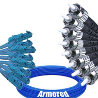 Indoor Armored 8 Fiber E2000/UPC to ST/UPC Patch Cord 9/125 Singlemode