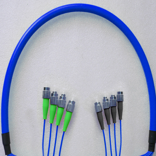 Indoor Armored 4 Fiber FC/APC to FC/UPC Patch Cord 9/125 Singlemode