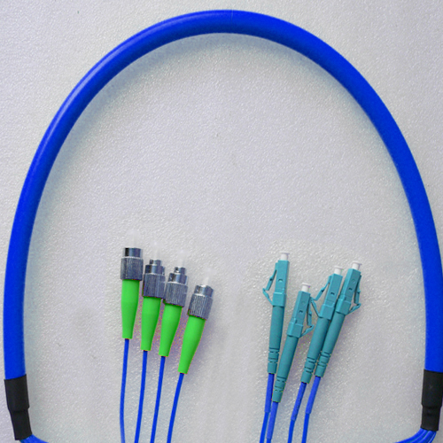 Indoor Armored 4 Fiber FC/APC to LC/UPC Patch Cord 9/125 Singlemode