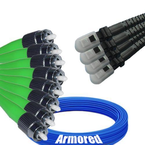 Indoor Armored 8 Fiber FC/APC to MTRJ/UPC Patch Cord 9/125 Singlemode