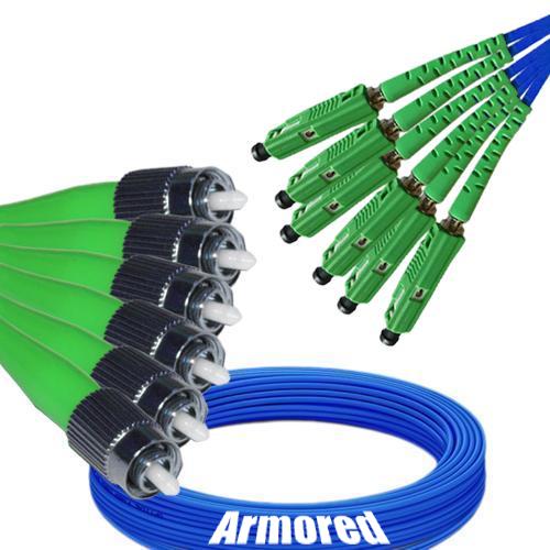 Indoor Armored 6 Fiber FC/APC to MU/APC Patch Cord 9/125 Singlemode