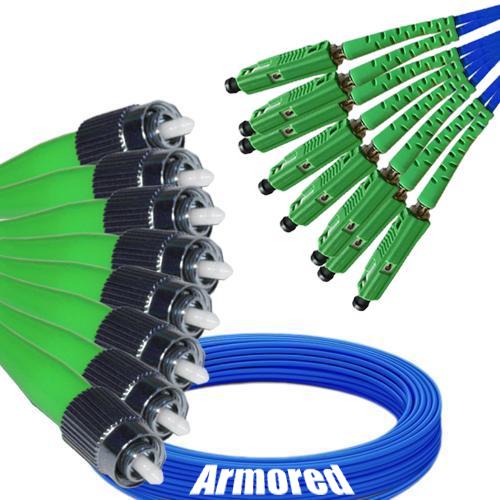 Indoor Armored 8 Fiber FC/APC to MU/APC Patch Cord 9/125 Singlemode