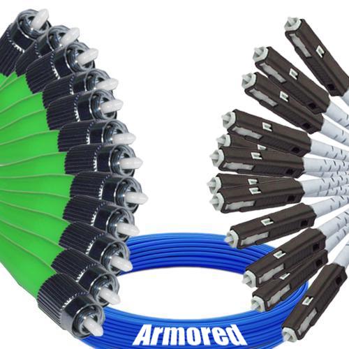 Indoor Armored 12 Fiber FC/APC to MU/UPC Patch Cord 9/125 Singlemode