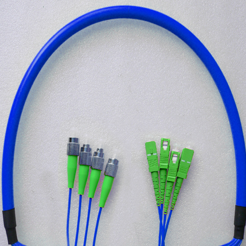 Indoor Armored 4 Fiber FC/APC to SC/APC Patch Cord 9/125 Singlemode